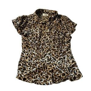 B. Works Byer California women's size small sheer Brown button down blouse